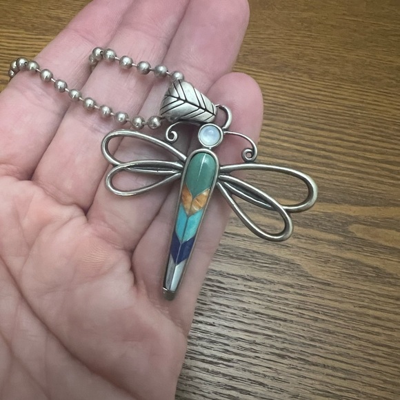 Silver Dragonfly Pendant Necklace - Picture 4 of 7